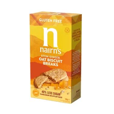 Nairns gluténmentes teljeskiőrlésű 66% rostdús reggeliző zabkeksz gyömbér 160 g
